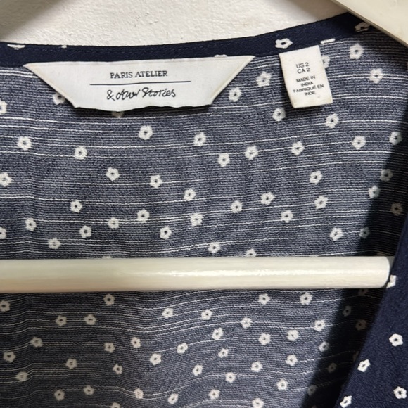 & Other Stories Blue Flutter Sleeve Sheath Dress - Picture 2 of 6